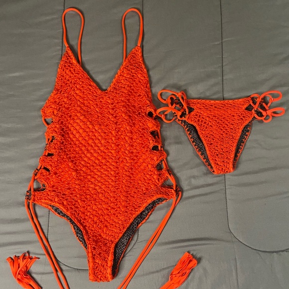 Acacia red crochet florence one piece size s